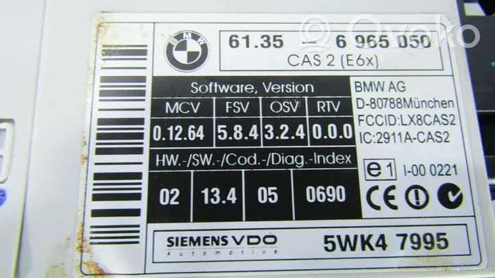 BMW 5 E60 E61 CAS vadības bloka modulis R00998