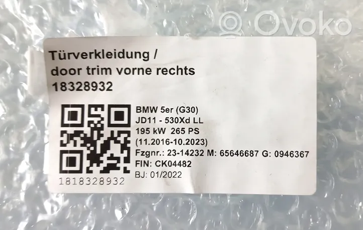 BMW 5 G30 G31 Etuoven kynnyksen suojalista 028208