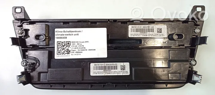 BMW 3 F30 F35 F31 Gaisa kondicioniera / klimata kontroles / salona apsildes vadības bloks (salonā) 028826