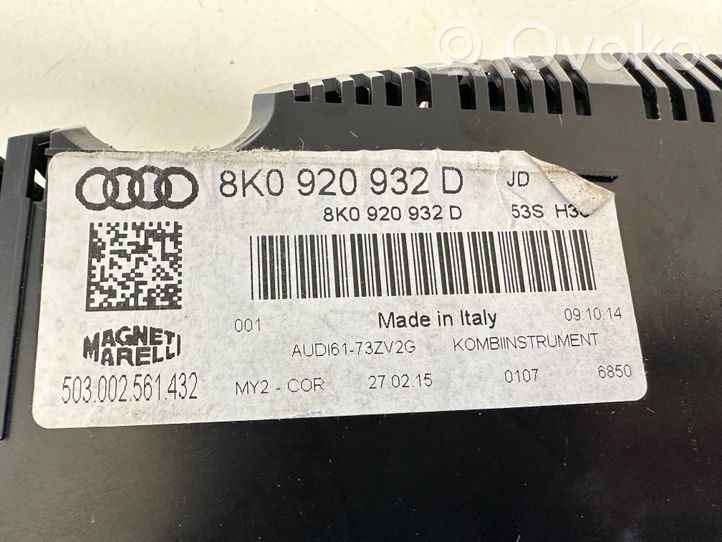 Audi A4 S4 B8 8K Speedometer (instrument cluster) 8K0920932D