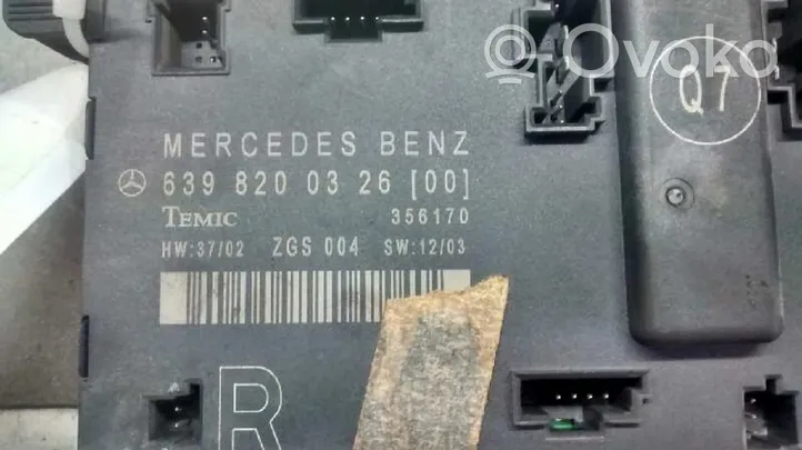 Mercedes-Benz Vito Viano W639 Oven keskuslukituksen ohjausyksikön moduuli 6398200326