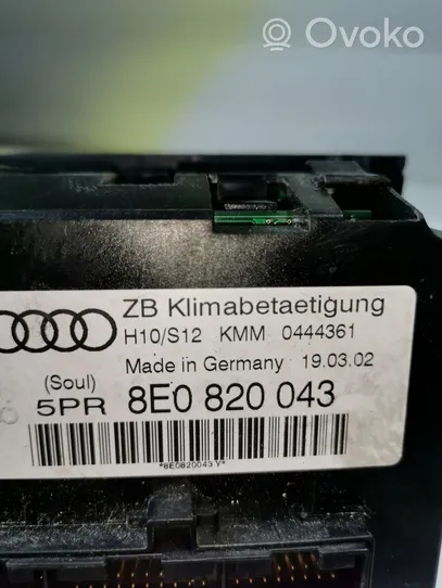 Audi A4 S4 B6 8E 8H Panel klimatyzacji 8E0820043