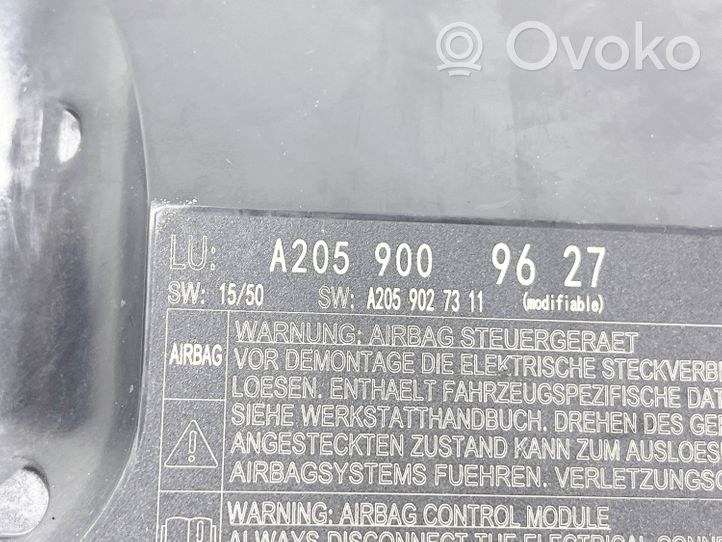 Mercedes-Benz C W205 Oro pagalvių valdymo blokas A2059009627