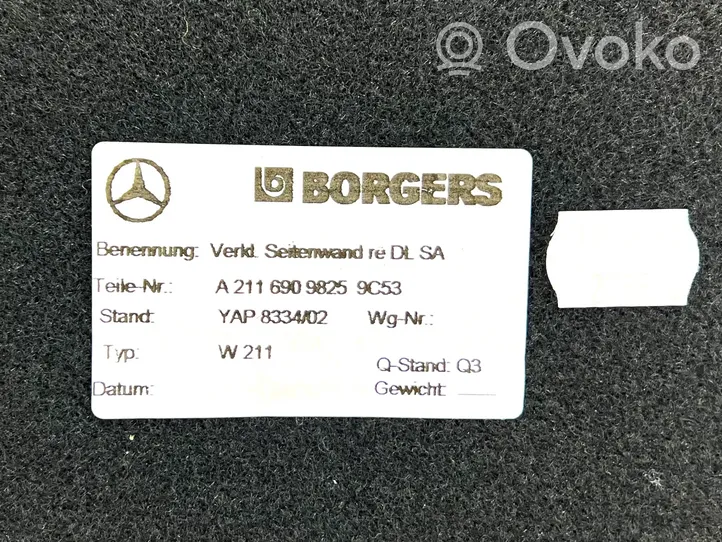 Mercedes-Benz E W211 Rivestimento pannello inferiore del bagagliaio/baule A2116909825