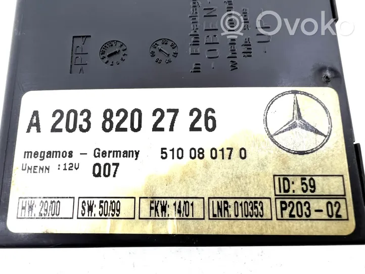 Mercedes-Benz S W220 Boîtier module alarme A2038202726