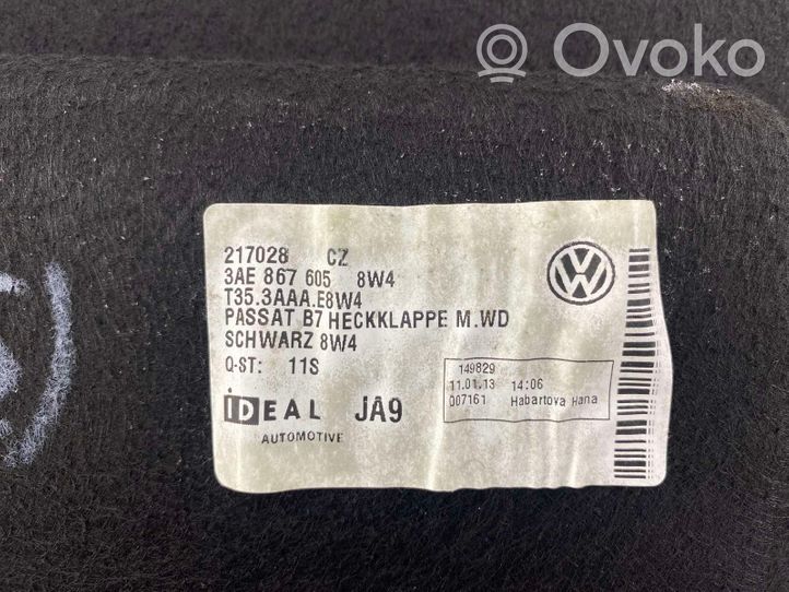 Volkswagen PASSAT B7 Poszycie klapy tylnej bagażnika i inne elementy 3AE867605