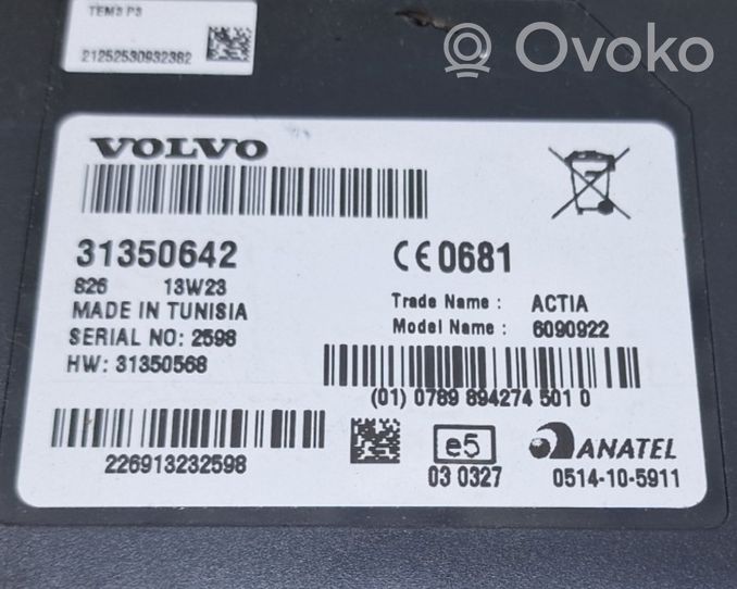 Volvo V40 Unité de commande, module téléphone 31350642