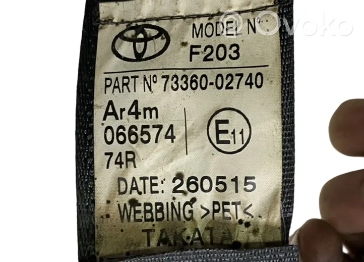 Toyota Auris E180 Takaistuimen turvavyö 7336002740