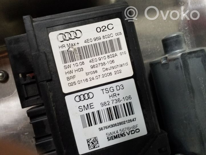 Audi A8 S8 D3 4E Mécanisme lève-vitre de porte arrière avec moteur 