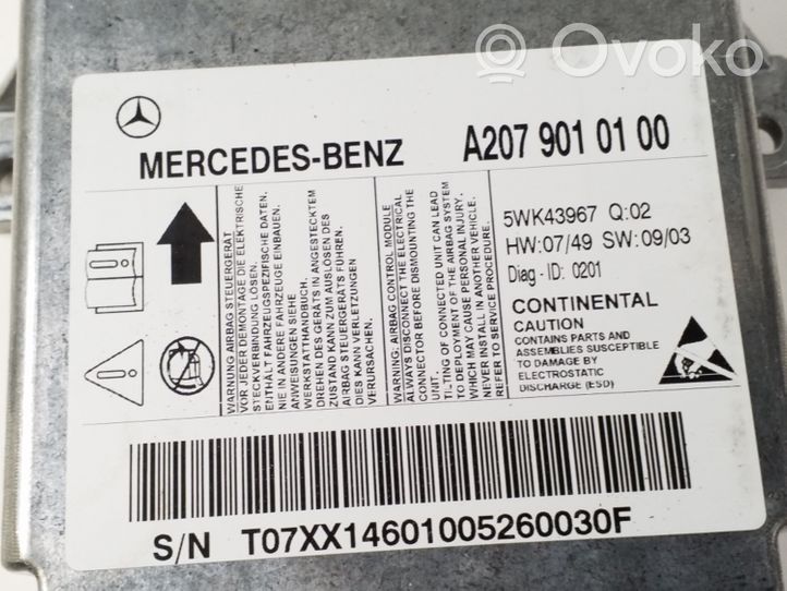 Mercedes-Benz E C207 W207 Centralina/modulo airbag A2079010100