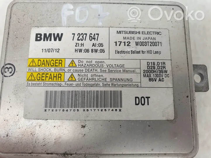 BMW 5 GT F07 Module de ballast de phare Xenon 7237647