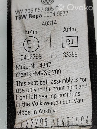 Volkswagen Transporter - Caravelle T4 Pas bezpieczeństwa fotela tylnego 705857805C
