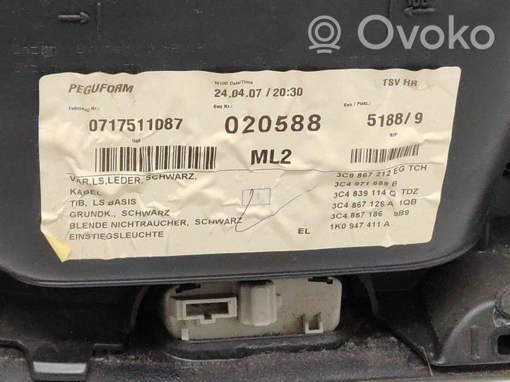 Volkswagen PASSAT B6 Takaoven verhoilu 3c9867212eg