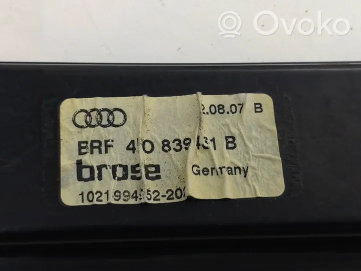 Audi A6 Allroad C6 Mechanizm podnoszenia szyby tylnej bez silnika 4F0839461B