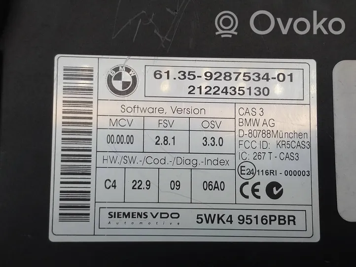 BMW X5 E70 Moduł / Sterownik CAS 9287534