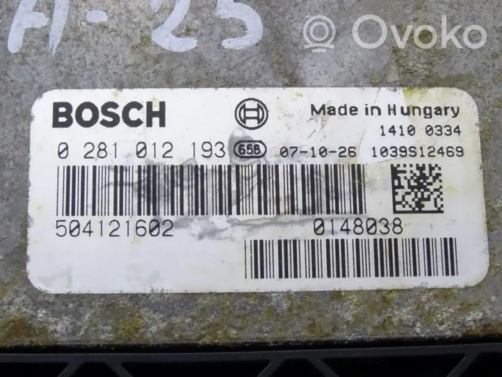 Iveco Daily 4th gen Komputer / Sterownik ECU i komplet kluczy 0281012193