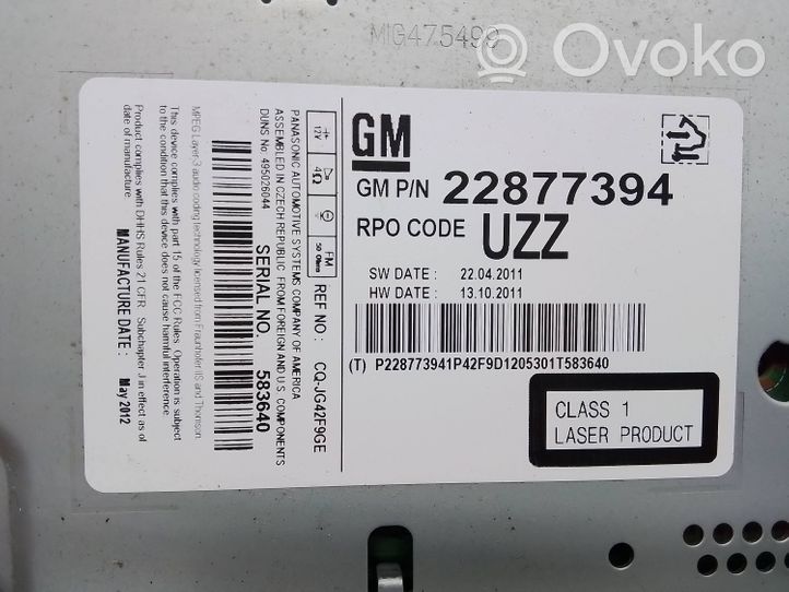 Opel Meriva B Panel / Radioodtwarzacz CD/DVD/GPS 22877394