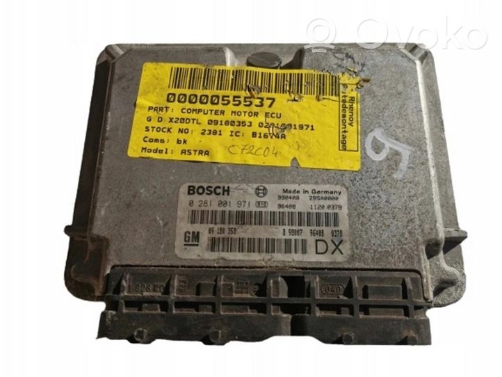 Opel Astra F Kit centralina motore ECU e serratura 0281001971