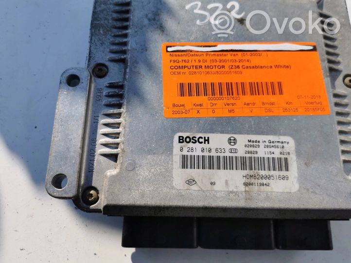 Nissan Primastar Komputer / Sterownik ECU i komplet kluczy 0281010633--