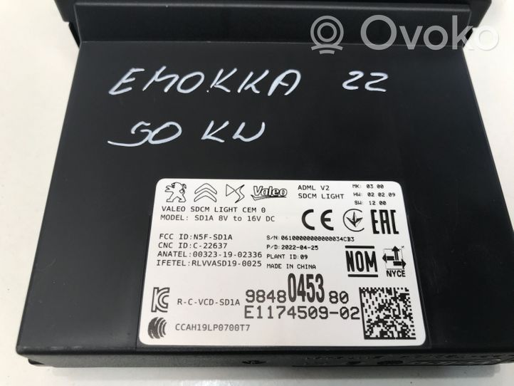 Opel Mokka B Module d'éclairage LCM 9848045380