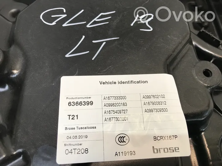 Mercedes-Benz GLE W167 Mécanisme lève-vitre de porte arrière avec moteur A16777333000