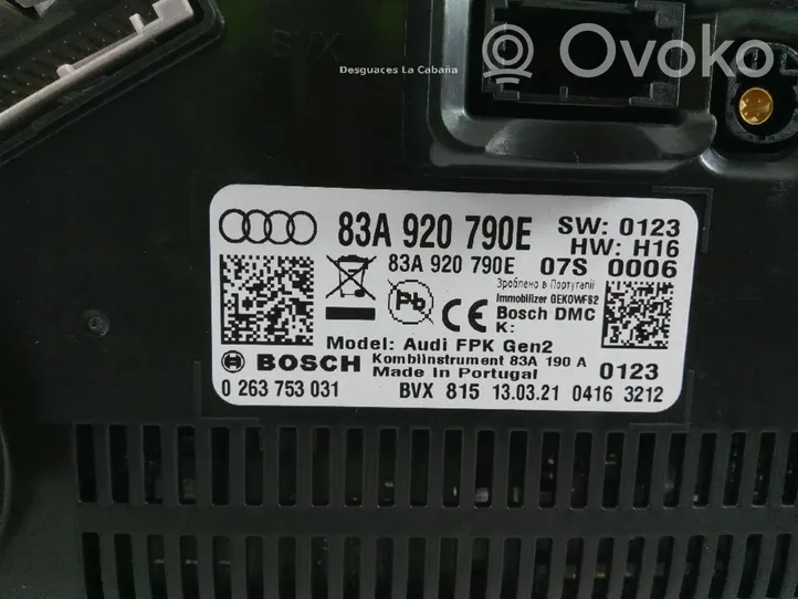 Audi Q3 F3 Tachimetro (quadro strumenti) 83A920790E