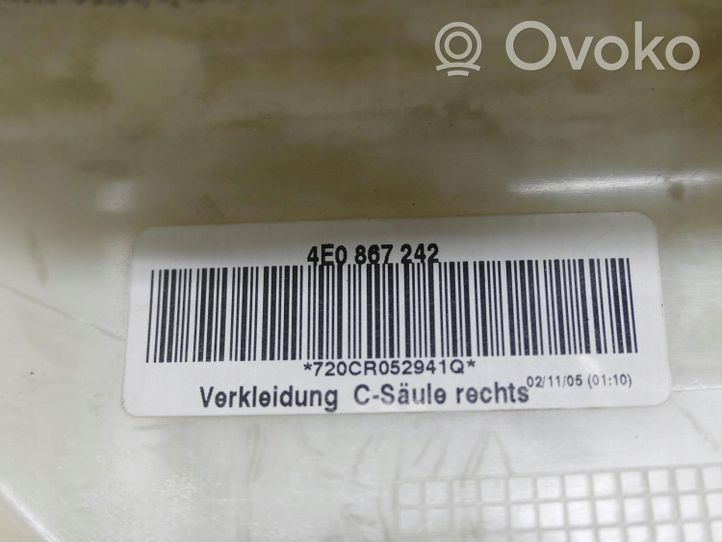 Audi A8 S8 D3 4E C-pilarin verhoilu 4E0867242