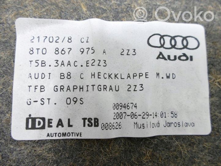 Audi S5 Tailgate/boot lid cover trim 8T0867975A