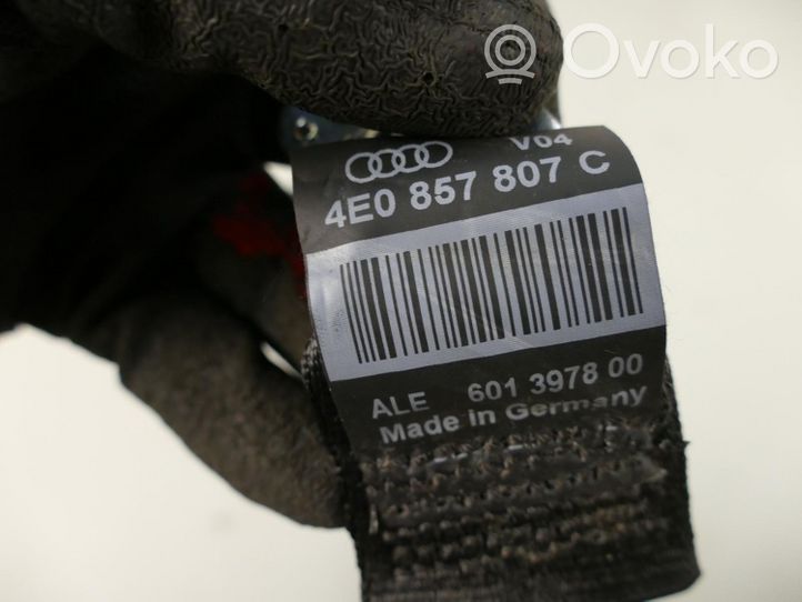 Audi A8 S8 D3 4E Keskipaikan turvavyö (takaistuin) 4E0857807C