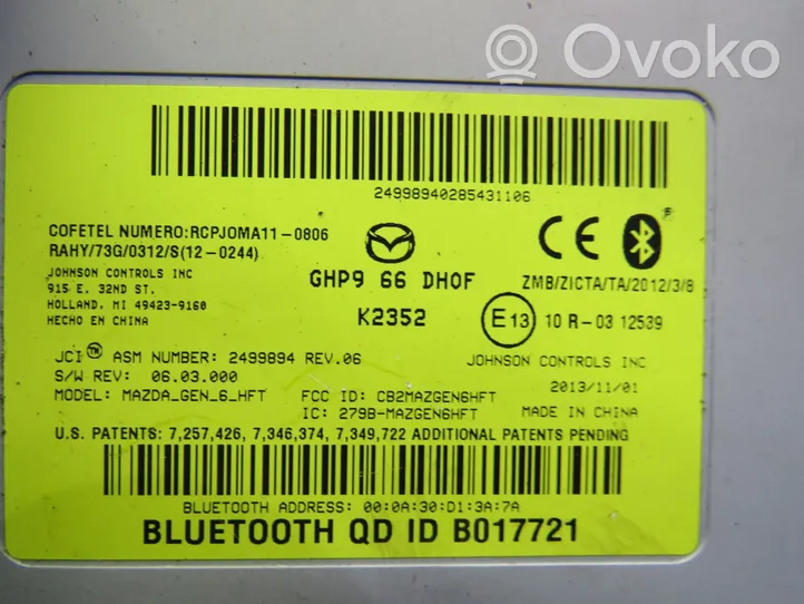 Mazda 6 Module unité de contrôle Bluetooth GHP966DHOF