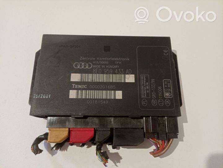 Audi A4 S4 B6 8E 8H Módulo de confort/conveniencia 8E0959433AD