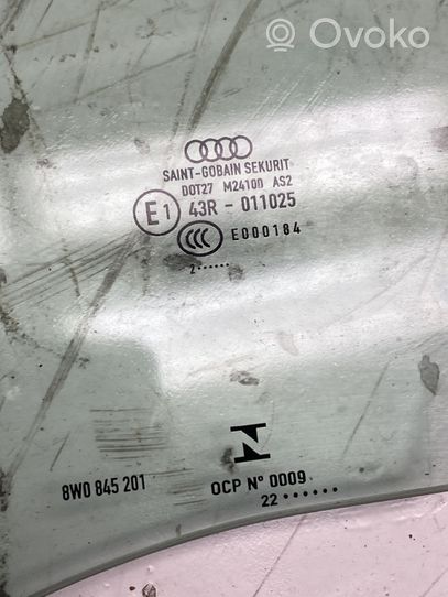 Audi A4 S4 B9 8W Pagrindinis priekinių durų stiklas (keturdurio) 8W0845201