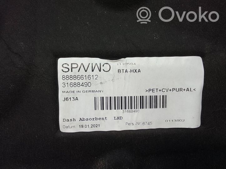 Volvo XC40 Isolation acoustique et thermique pour capot 31688490