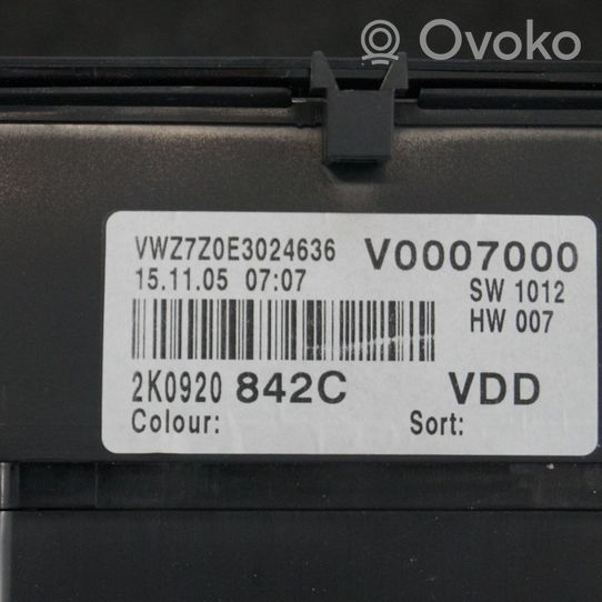 Volkswagen Caddy Compteur de vitesse tableau de bord 2K0920842C