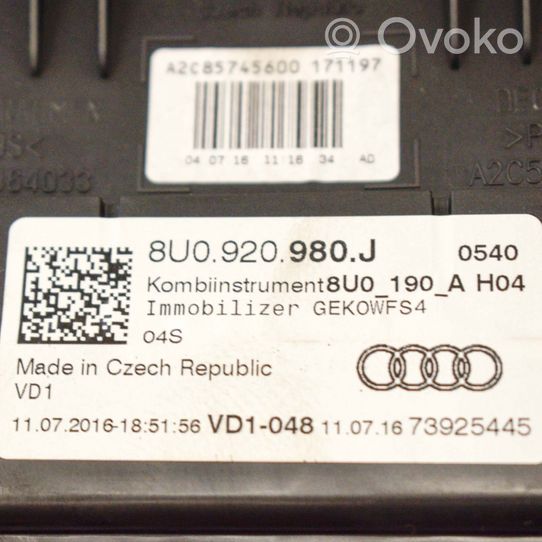 Audi Q3 8U Compteur de vitesse tableau de bord 8U0920980J8U0190A