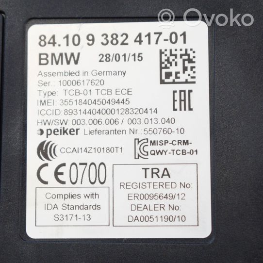 BMW 3 GT F34 Moduł / Sterownik Bluetooth 9382417