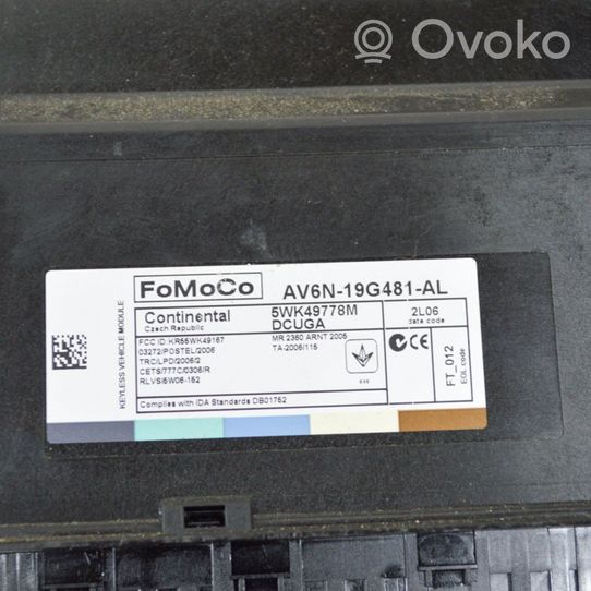 Ford Focus Avaimettoman käytön ohjainlaite/moduuli AV6N19G481AL