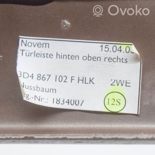 Volkswagen Phaeton Takaoven ikkunan kytkimen kehys 3D4867102F