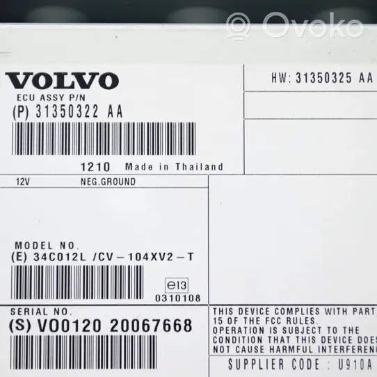 Volvo V60 Wzmacniacz audio 31350325AA