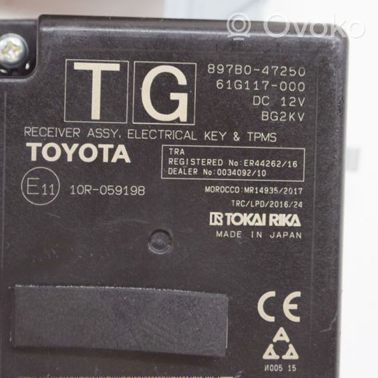 Toyota Prius (XW50) Beraktės sistemos KESSY (keyless) valdymo blokas/ modulis 897B047250