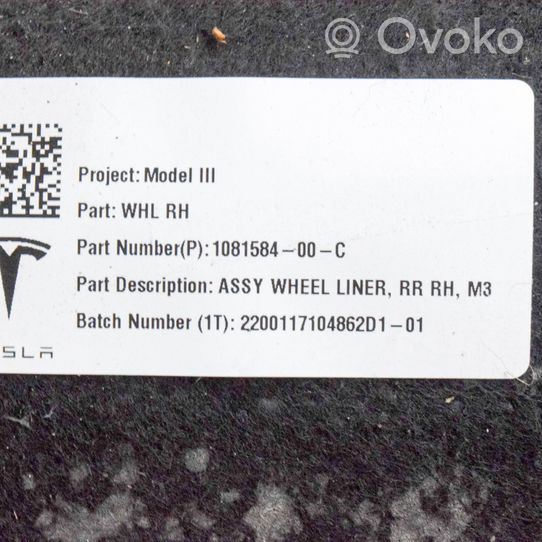 Tesla Model 3 Takapyörän sisälokasuojat 108158400C
