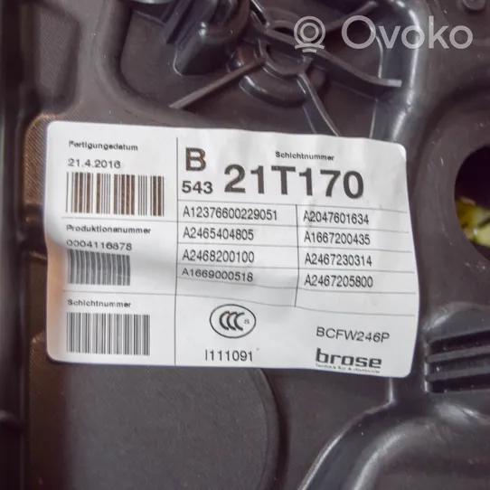 Mercedes-Benz B W246 W242 Mécanisme de lève-vitre avec moteur A2467205800