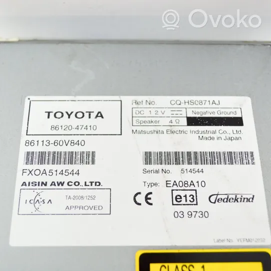 Toyota Prius (XW30) Radio/CD/DVD/GPS-pääyksikkö 8612047410