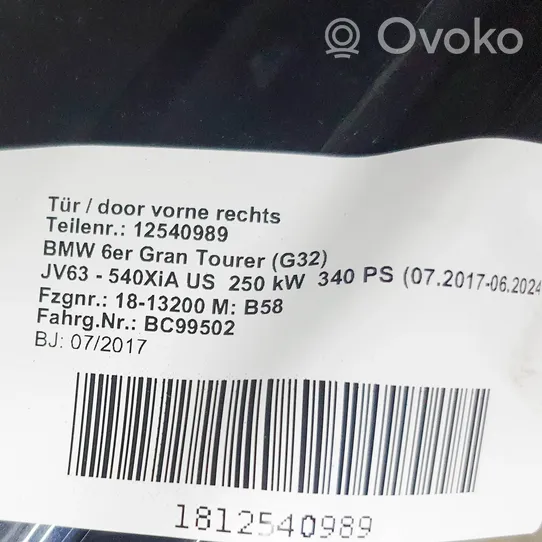 BMW 6 G32 Gran Turismo Portiera anteriore 7482646