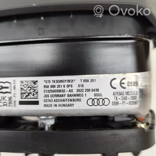 Audi Q4 Sportback e-tron Poduszka powietrzna Airbag kierownicy 89A880201K