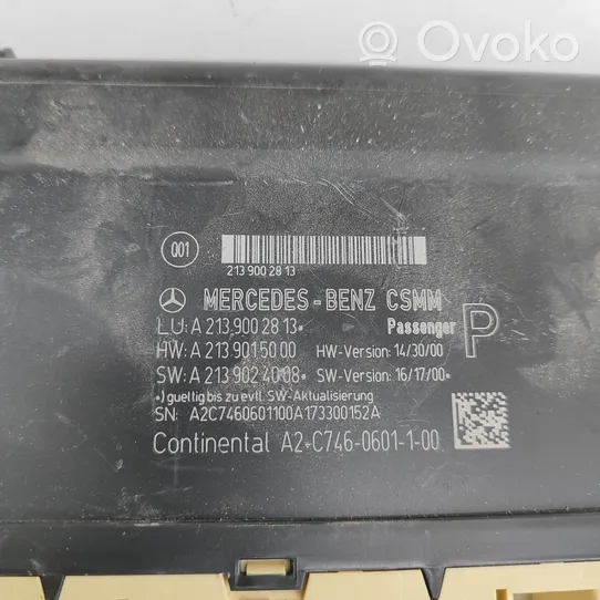 Mercedes-Benz E W213 Module de commande de siège A2139002813