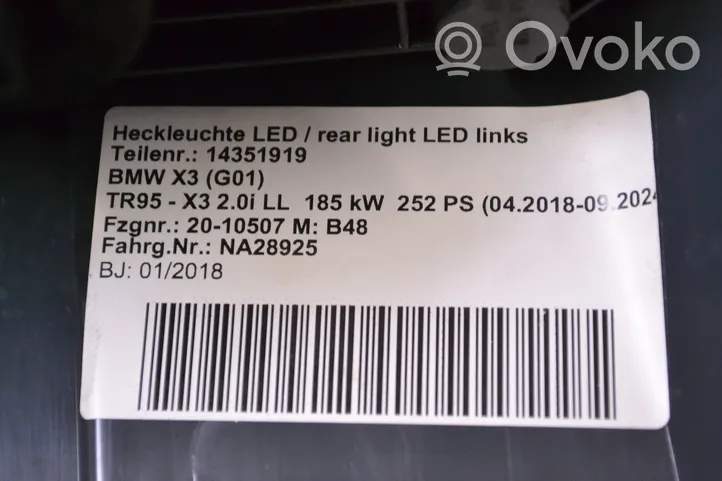 BMW X3 G01 Lampy tylnej klapy bagażnika 7408742