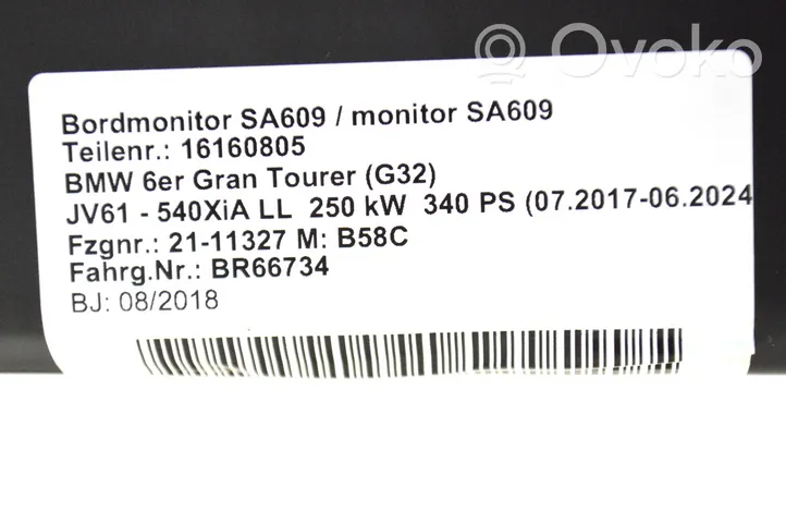 BMW 6 G32 Gran Turismo Monitori/näyttö/pieni näyttö 9441891