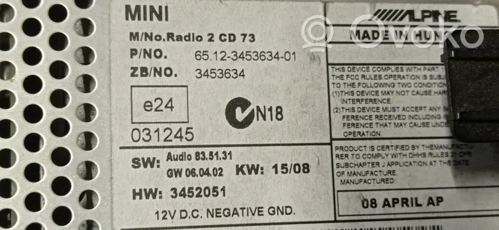 Mini One - Cooper R56 Panel / Radioodtwarzacz CD/DVD/GPS 651234563401