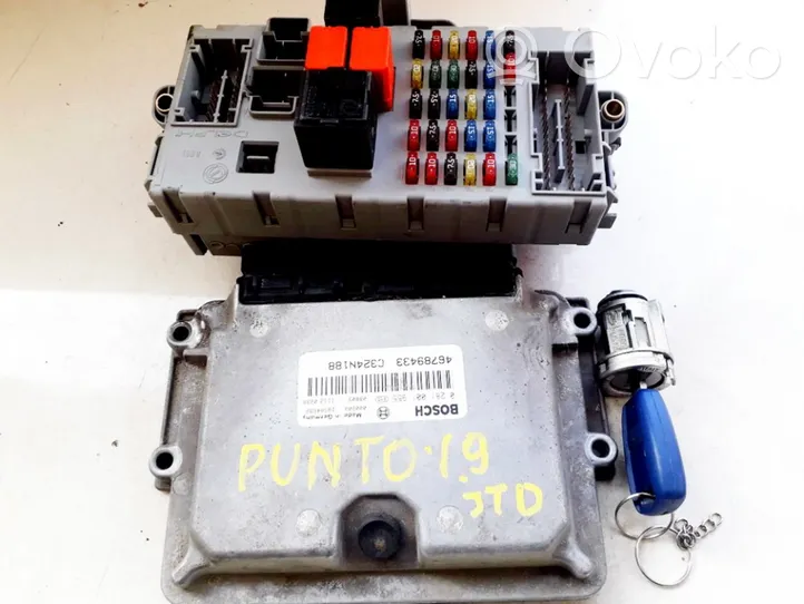 Fiat Punto (188) Komputer / Sterownik ECU i komplet kluczy 0281001955